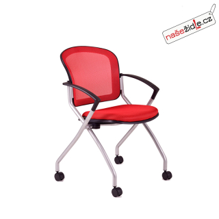 Jednací židle METIS s kolečky červená